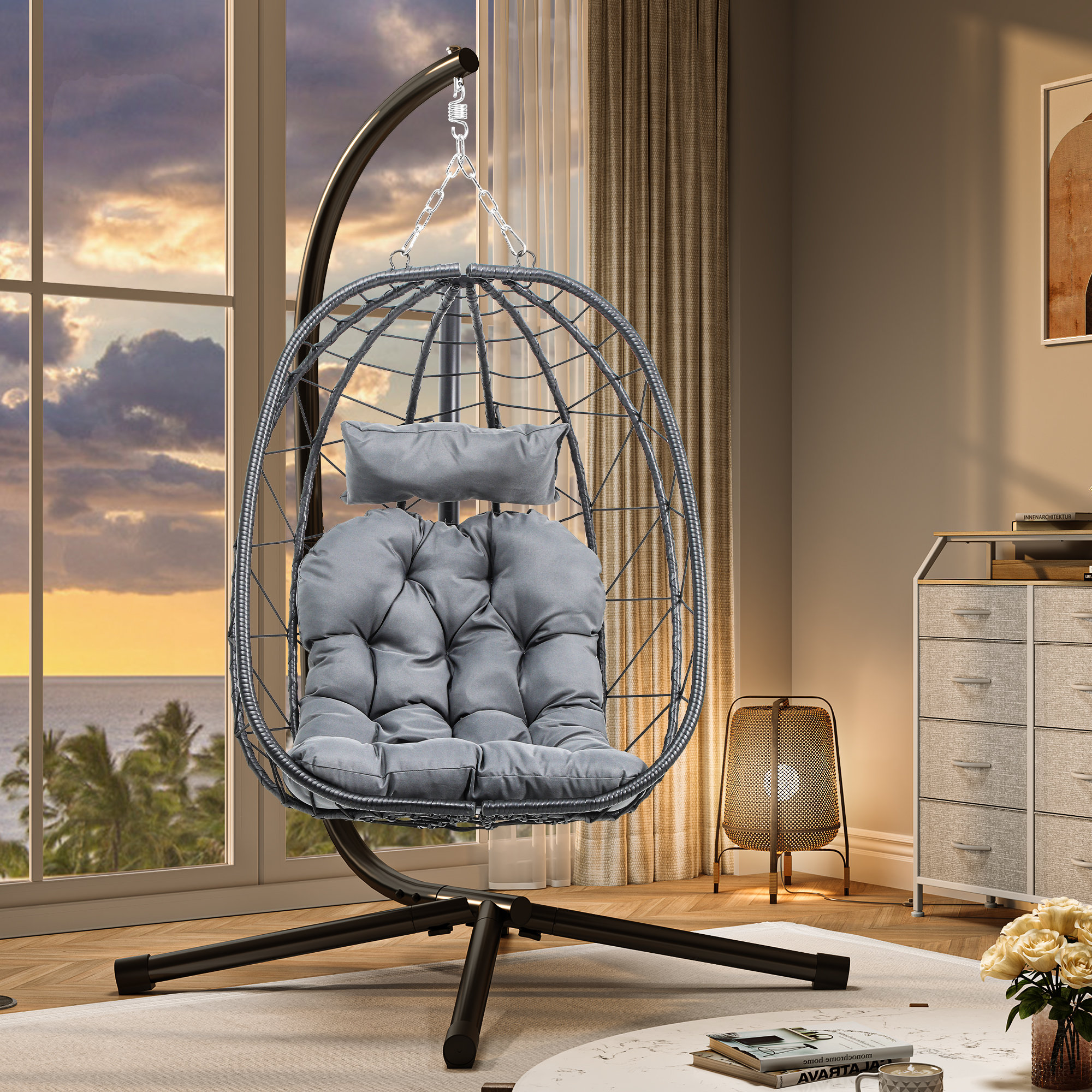 Alexei 1 Person Hammock with Stand Langley Street Color Gray